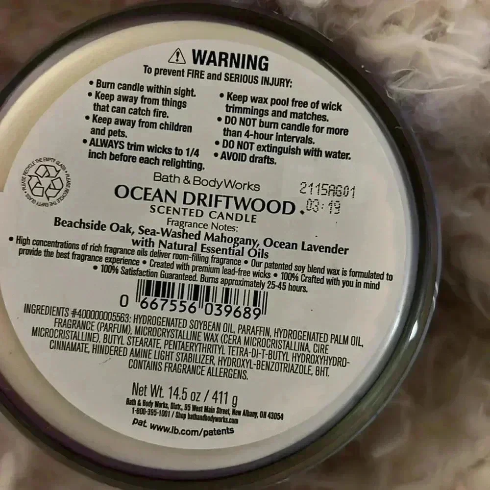 BATH AND BODY WORKS 🌊OCEAN‎ DRIFTWOOD🌊 CANDLE 14.5oz